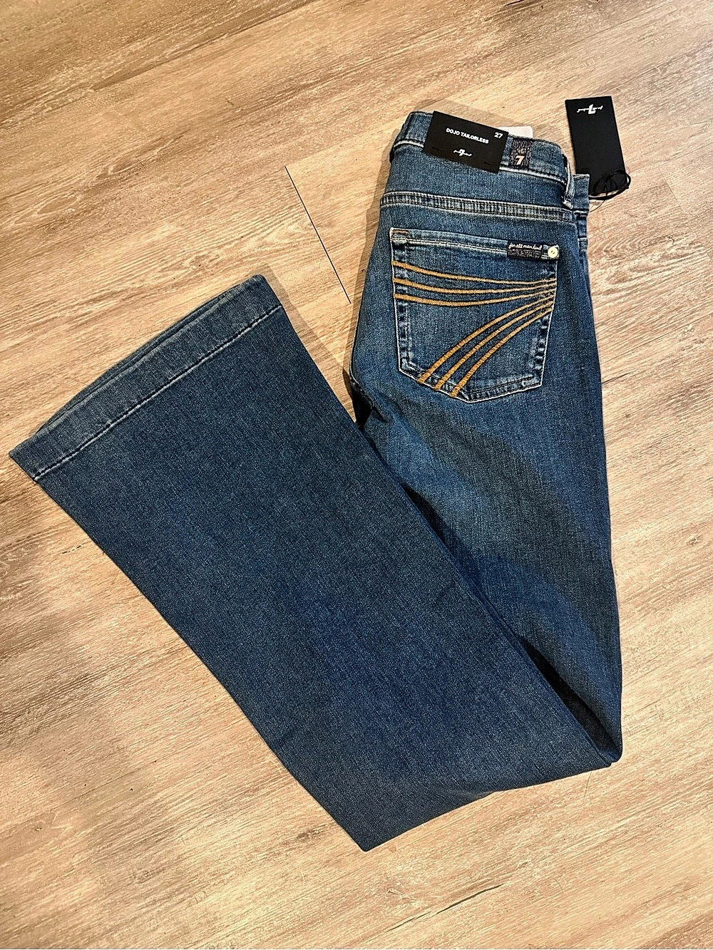 7 For All Mankind Dojo Tailorless Jeans Flare Jeans Blue Waist 27